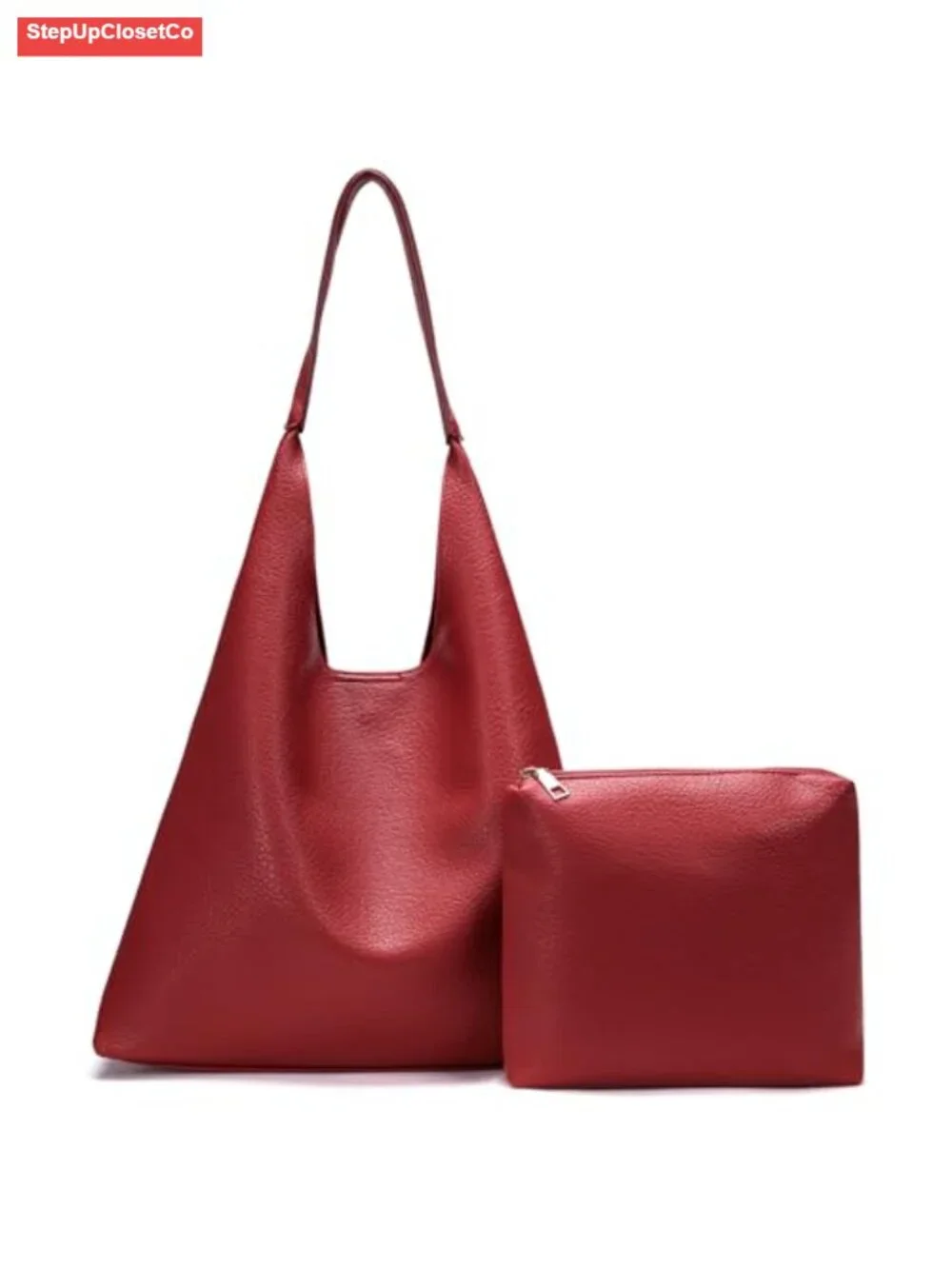 Women's Hobo Handbag Soft Faux Leather Slouchy Shoulder Tote with Cosmetic Bag